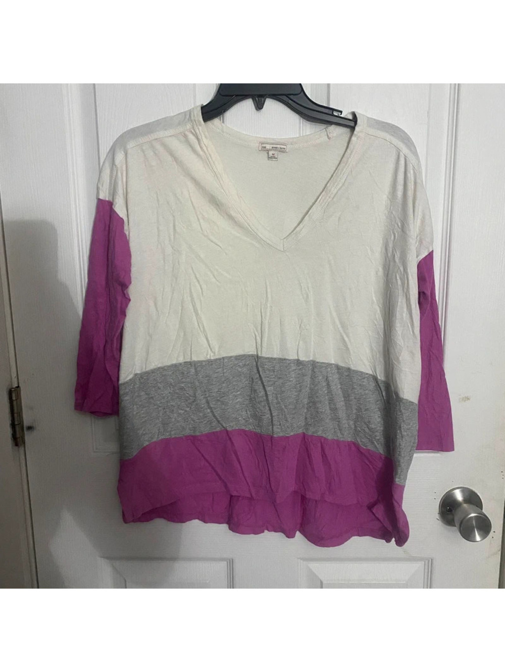 Gap Colorblock V Neck Oversized Top Size M